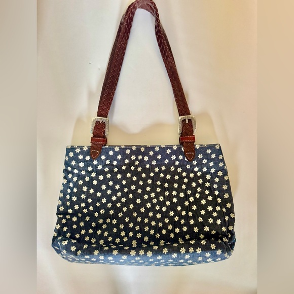 [Brighton] White Daisy Blue Denim and Braided Leather Purse 🌼